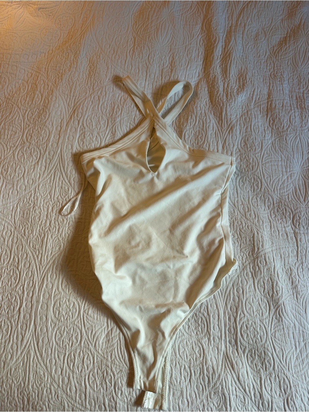 Cream One-Piece Free People Top with Crossback Straps